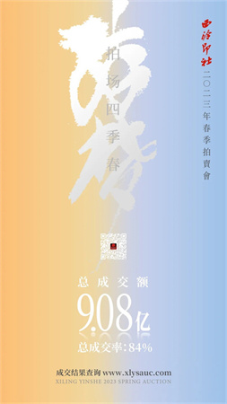 2023西泠春拍9.08亿元圆满落槌，总成交率84%！